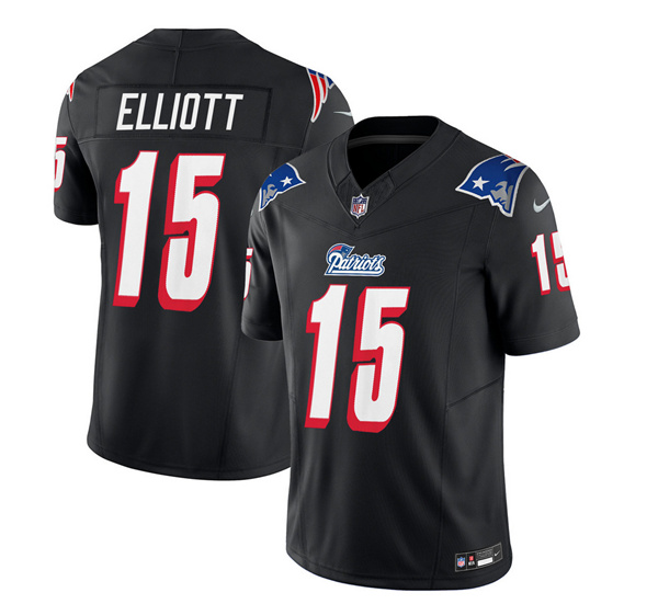 Men's New England Patriots #15 Ezekiel Elliott Black 2023 F.U.S.E. Vapor Limited Football Stitched Jersey